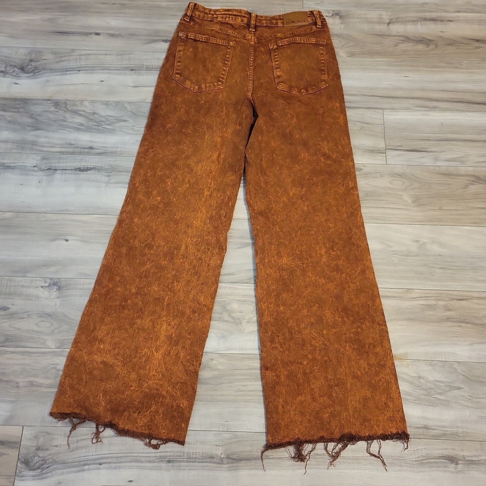 Judy Blue Jeans Womens 13/31 Rust Color Dryed Wash Raw‎ Hem Wide Leg